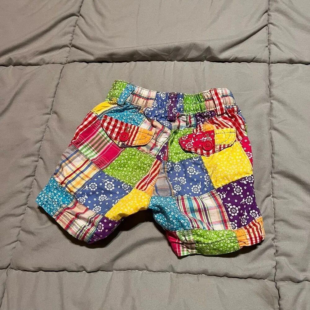 The Children’s Place Toddler Girl Madras Plaid Shorts 18 Months Purple Blue Pink